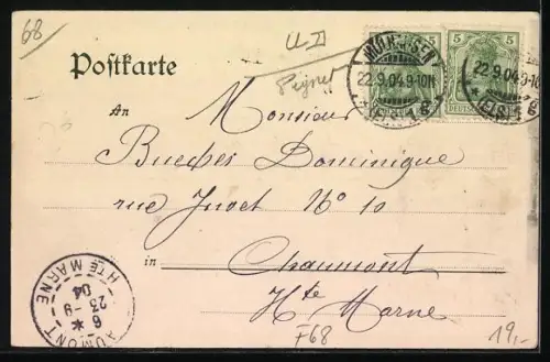 AK Riedisheim, Restaurant zur Post an einer Strassenecke