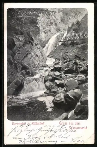 AK Höllenthal /Schwarzwald, Ravennafall mit Brücke
