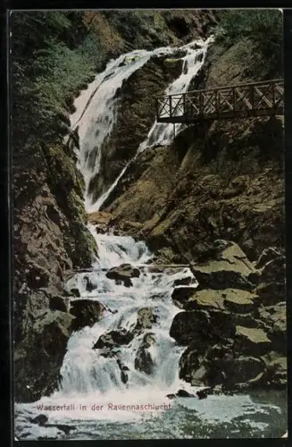 AK Ravennaschlucht, Wasserfall mit Brücke