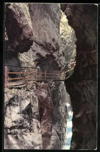 AK Oberstdorf im Bayr. Allgäu, Breitachklamm mit Brücke