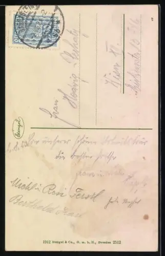 AK Badgastein, Unterer Wasserfall mit nahestehenden Häusern