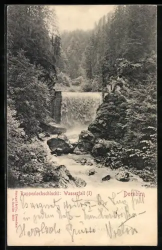 AK Dornbirn, Rappenlochschlucht, erster Wasserfall