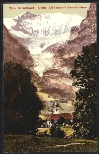 AK Grindelwald, Kirche und Viescherhörner