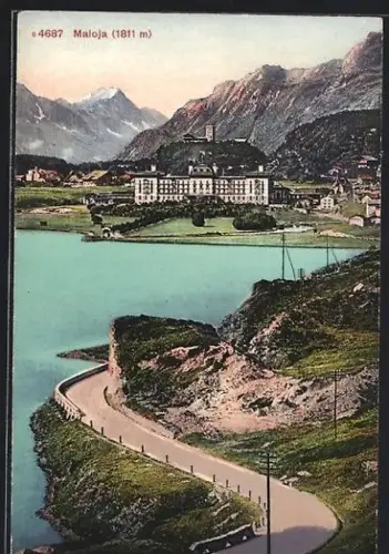 AK Maloja, Panorama mit Hotel