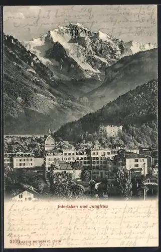 AK Interlaken, Hotel mit Jungfrau