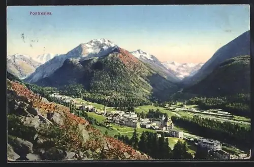 AK Pontresina, Teilansicht mit Hotel