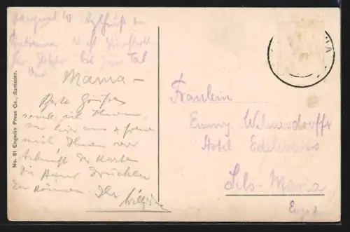 AK Pontresina, Teilansicht mit Hotel