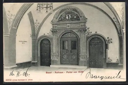AK Basel, Rathaus, Portal