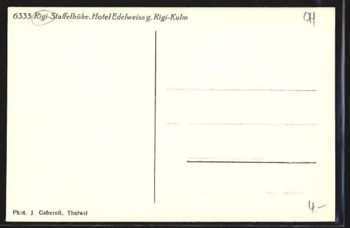 AK Rigi-Staffelhöhe, Hotel Edelweiss gegen Rigi-Kulm im Schnee