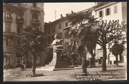 AK Lugano, Piazza Bernardino Luini, Monumento Carlo Battaglini