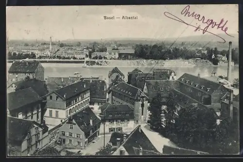 AK Basel, Albantal mit Strassenpartie