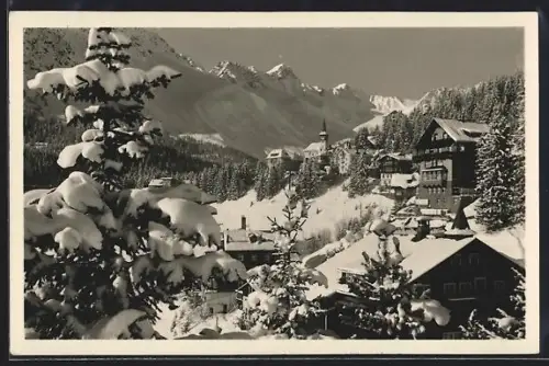 AK Arosa, Ortspartie im Schnee