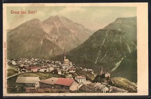 AK Sent, Teilansicht mit Kirche