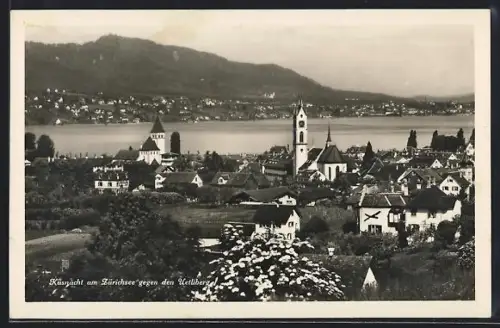 AK Küsnacht, Partie am Zürichsee mit Blick auf den Uetliberg