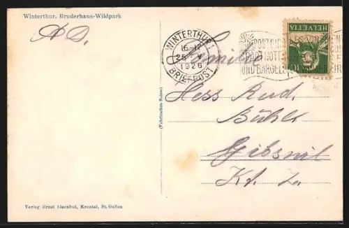 AK Wintherthur-Bruderhaus, Hirsch und Rehe im Wildpark