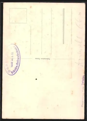 AK Schwägalp, Restaurant und Talstation der Säntis-Schwebebahn mit Blick z. Säntis