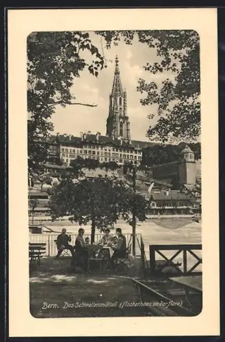 AK Bern, Das Schwellenmätteli, Fischerhaus an der Aare