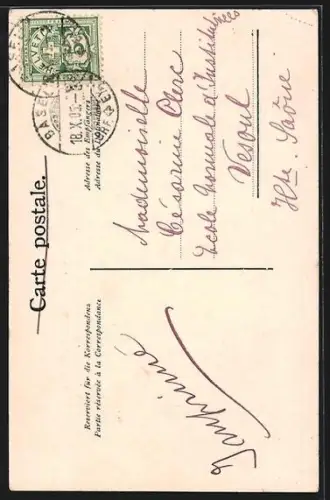 AK Basel, Strassenpartie bei der Pauluskirche