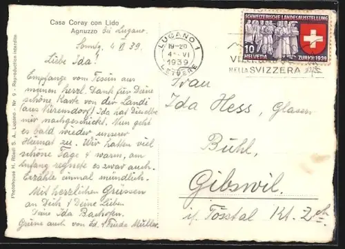 AK Agnuzzo, Totalansicht mit See und Gebirge