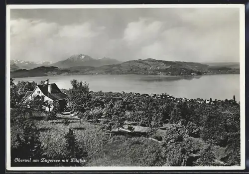 AK Oberwil am Zugersee, Ortsansicht mit Seeblick