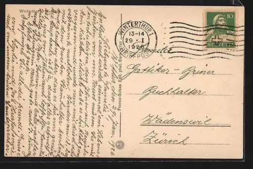 AK Winterthur, Museum mit Strassenpartie