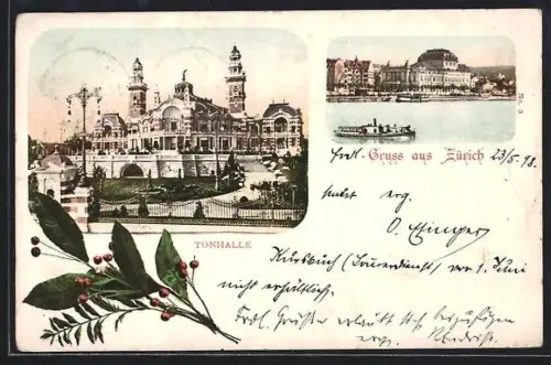 AK Zürich, Uferpartie und Tonhalle