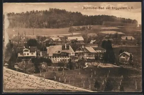 AK Rütihubel-Bad bei Enggistein, Ortsansicht aus der Vogelschau