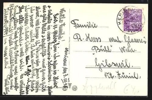 AK Herisau, Gesamtansicht des Ortes aus der Vogelschau