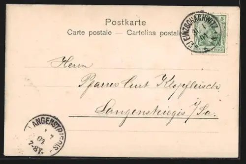 AK Lausanne, Strassenpartie mit Kirche