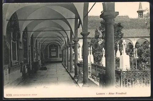 AK Luzern, Kreuzgang am Alten Friedhof