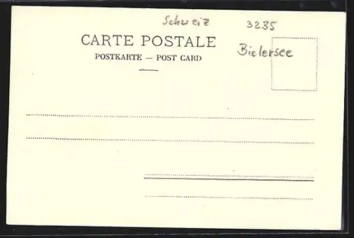 AK Erlach, Flusspartie mit Schilf und Kirche in der Distanz