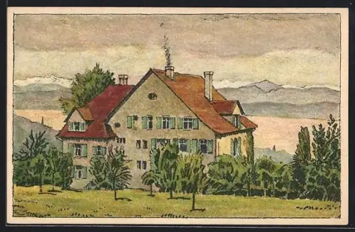 Künstler-AK Zürich, Alkoholfreies Hotel Zürichberg