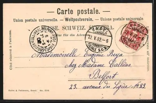 AK Basel, Restaurant Trambahnhof am Barfüsserplatz mit Leonhardskirche