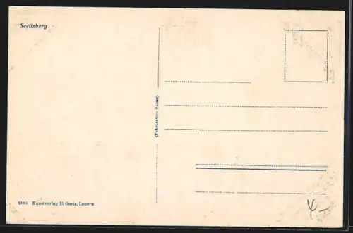 AK Seelisberg, Ortspartie mit Kirche und Gebirge im Hintergrund