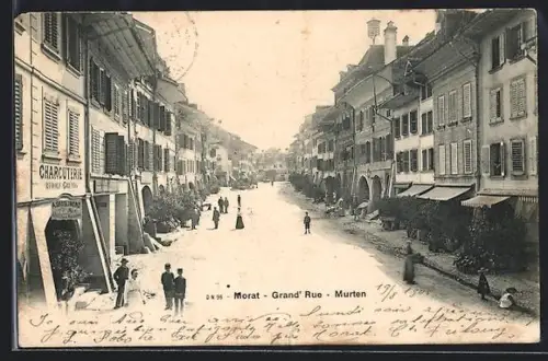 AK Murten, Grand Rue, Charcuterie Rudolf Grünig