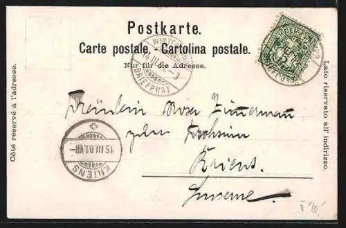 Lithographie Winterthur, Gasthof Bruderhaus mit Wildpark