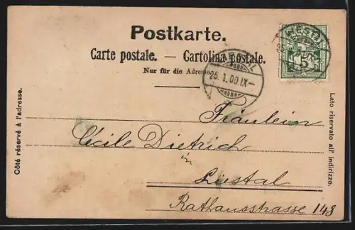 AK Basel, Clara-Strasse mit Restaurant