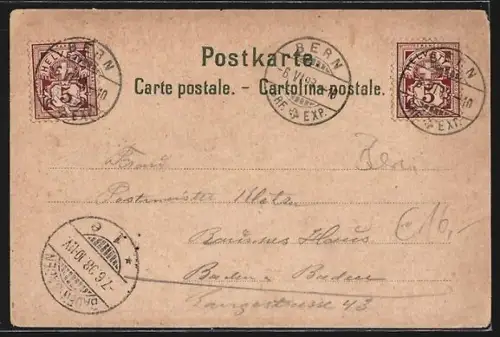 Lithographie Interlaken, Giessbach, Staubbach, Gesamtansicht