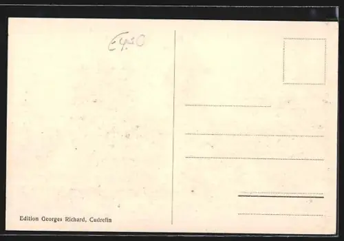 AK Cudrefin, Kreuzung mit Wegweiser und Blick zur Kirche