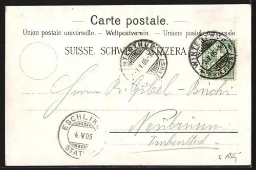 AK Winterthur, Hotel Terminus mit Bahnhof u. Post