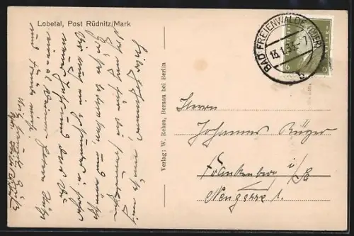 AK Lobetal bei Rüdnitz /Mark, Ortsansicht aus der Vogelschau