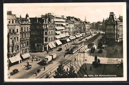 AK Köln-Neustadt, Hohenzollernring mit Strassenbahn und Platz aus der Vogelschau