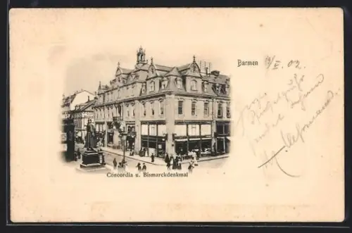 AK Barmen, Concordia und Bismarckdenkmal