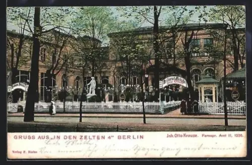 AK Berlin-Tiergarten, Gaststätte In den Zelten 4 Otto Krause, Ansicht von der Strasse