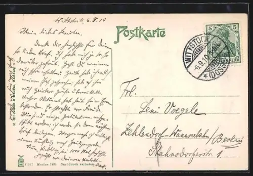 AK Wittstock /Dosse, Amtstor, Panorama vom Wasser aus