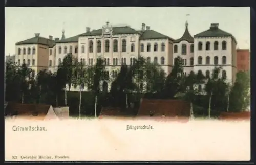 AK Crimmitschau, Bürgerschule, Vorderansicht