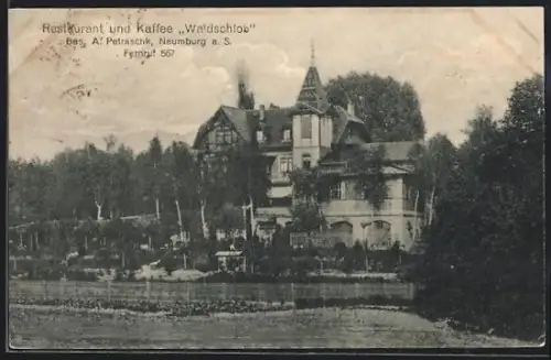 AK Naumburg a. S., Restaurant-Kaffee Waldschloss A. Petraschk mit Anlagen