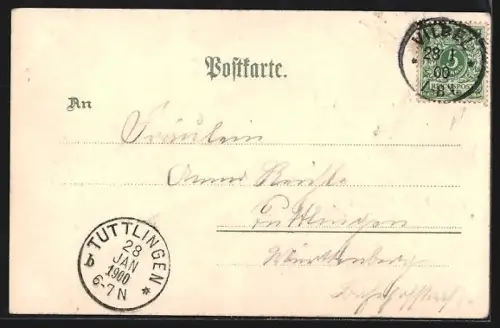 Lithographie Frankfurt a. M., Kaisersaal im Römer, Zoologischer Garten, Reklame Modewaren S. Berger, Bockenheimerstrasse