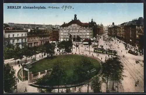 AK Berlin, Alexanderplatz mit Strassenbahnen
