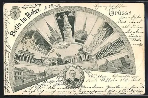 AK Berlin, Ansichten im Fächer, Kaiser Wilhelm